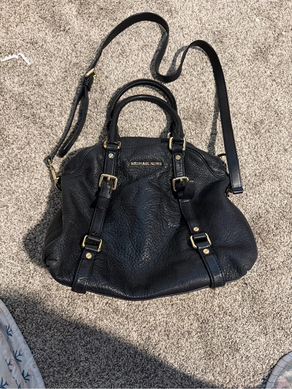 Michael Kors Bedford Medium Pebbled Leather Satchel – Black